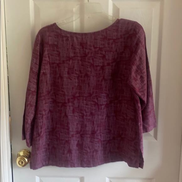 Click by Color me Cotton S burgundy linen pullover top - Picture 5 of 7